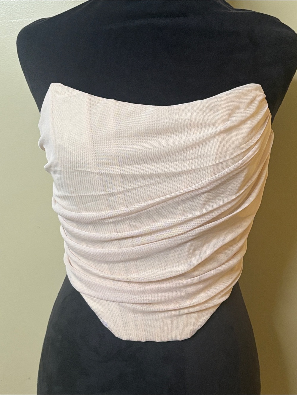 SHEIN BAE Summer Cream Ruched Corset Tube Top